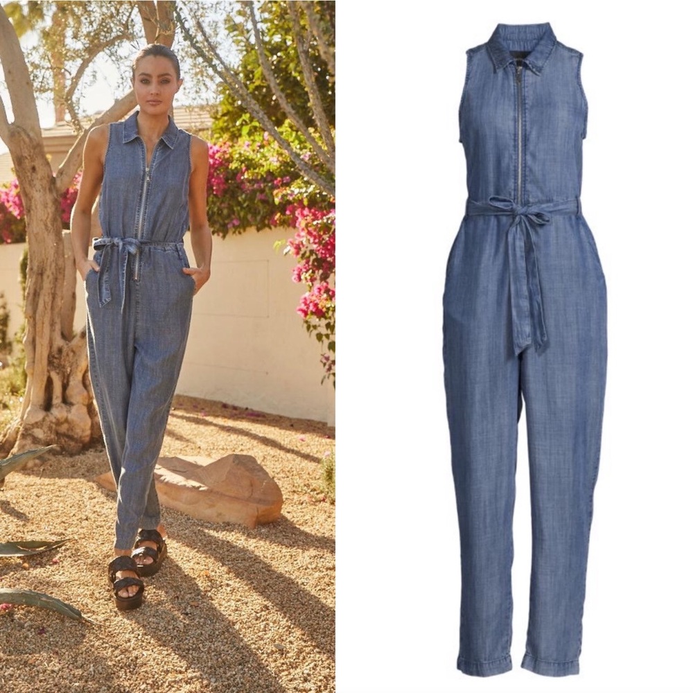 NWT Velvet Heart Tait Malibu Zip Up Jumpsuit, Tencel, Blue, Medium - Picture 1 of 5